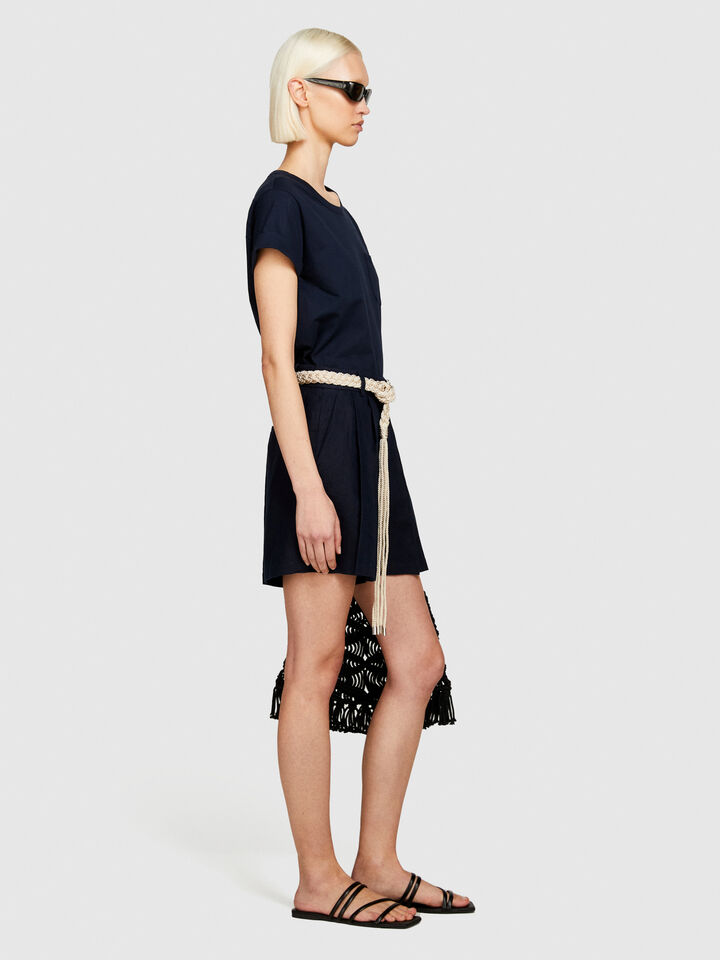 100% linen shorts - women's shorts - Dark Blue | Sisley image number 2